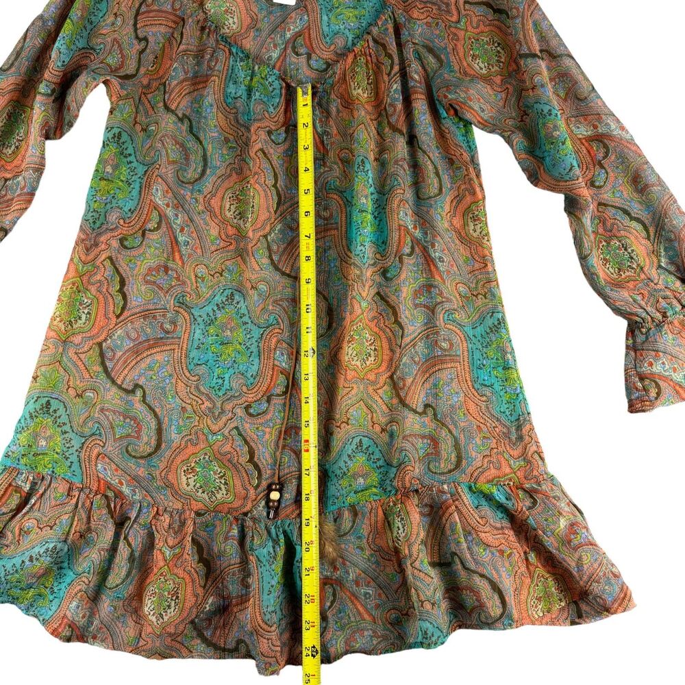 Band Of Gypsies Dress Women’s Small Colorful Paisley Sheer Long Sleeve Top Boho - Picture 8 of 10